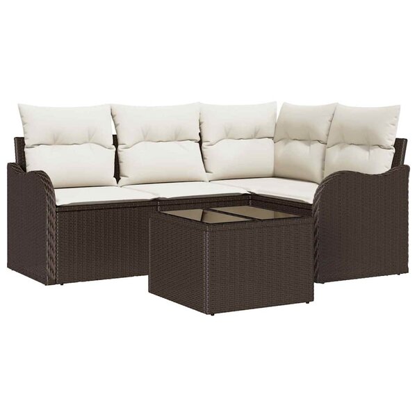 vidaXL Ensemble de canapé de jardin avec coussin 5 Pièces Gris Poly rotin