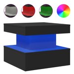 vidaXL Table basse avec lumières LED noir 50x50x40 cm