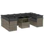 vidaXL Salon de jardin avec coussins 10 Pièces gris résine tressée