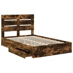 vidaXL Lit de Rangement Chêne fumé 135 x 190 cm Bois d'ingénierie