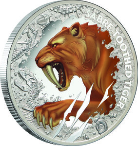 Pièce de monnaie en Argent 1 Dollar g 31.1 (1 oz) Millésime 2026 Deadly Dangerous SABRE-TOOTHED TIGER