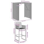 vidaXL Ensemble de bar de jardin 3 Pièces sans coussins gris poly rotin
