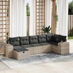 vidaXL Salon de jardin avec coussins 7 Pièces gris clair résine tressée