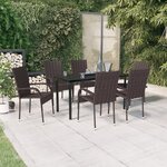 vidaXL Ensemble à manger de jardin 7 Pièces Marron et noir