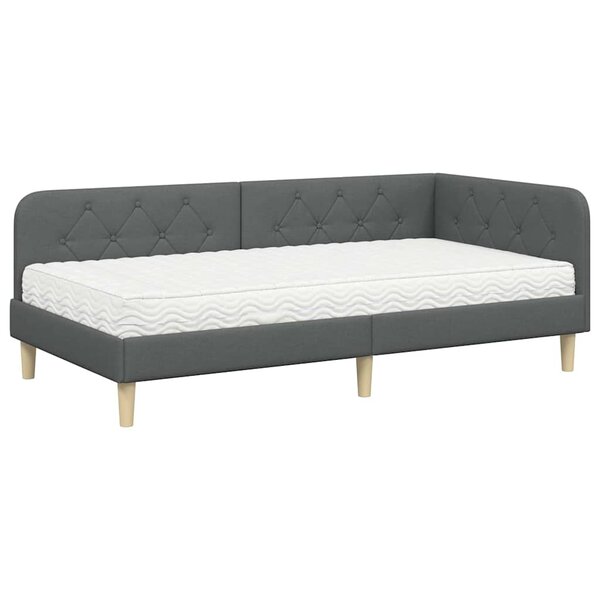 vidaXL Cadre de lit d'angle Gris foncé 100 x 200 cm tissu
