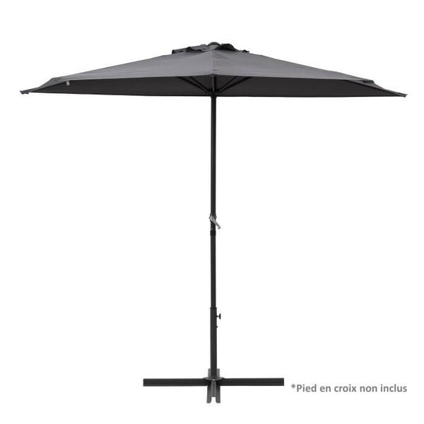 Demi Parasol de balcon 270 cm - Pied non inclus - Structure acier et toile polyester 180g/m2 - Gris