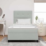 vidaXL Lit à ressort LED avec matelas Gris clair 120 x 190 cm Velours