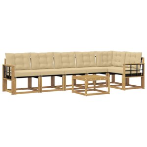 vidaXL Ensemble de canapés d'extérieur 7 pc Blanc et Beige