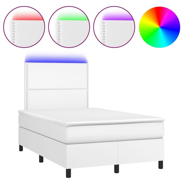 vidaXL Sommier à lattes de lit avec matelas et LED Blanc 120x200 cm