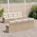 vidaXL Ensemble de canapé de jardin 9 Pièces Beige Poly rotin