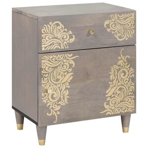 vidaXL Cabinet de chevet Gris 50 x 33 x 60 cm bois de manguier massif