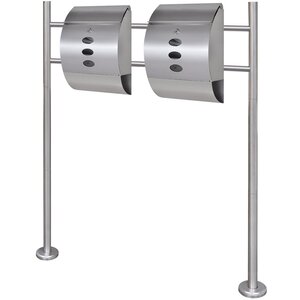 Boite aux lettres double design contemporain acier inoxydable sur pieds 120 cm