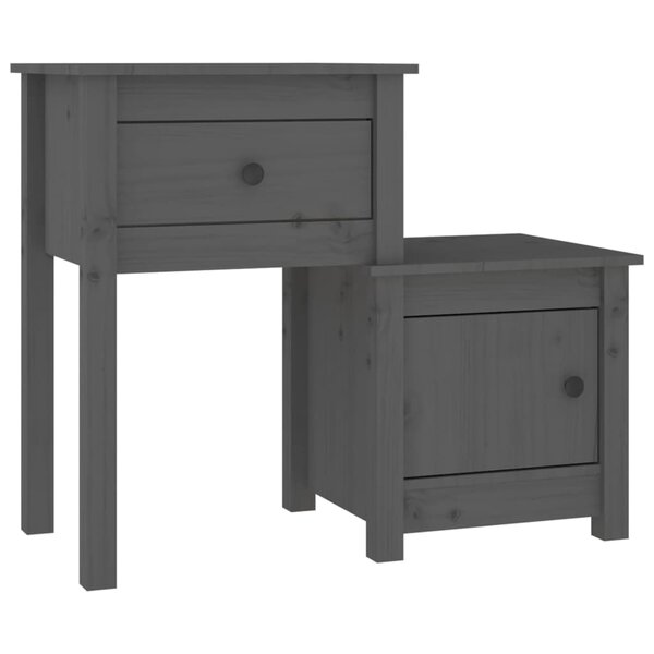 vidaXL Table de chevet Gris 79 5x38x65 5 cm Bois de pin massif