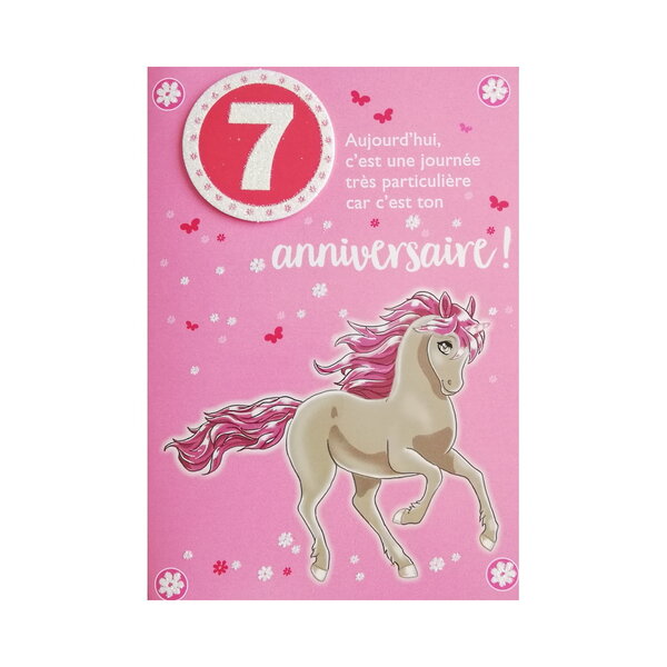 Carte de voeux enfant - anniversaire - 7 ans fille