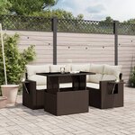 vidaXL Salon de jardin avec coussins 5 Pièces marron résine tressée