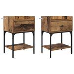 vidaXL Table de chevet avec tiroir 2 Pièces Bois ancien 40 x 29 x 60 cm