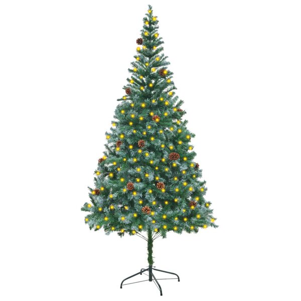 vidaXL Sapin de Noël artificiel pré-éclairé et pommes de pin 210 cm