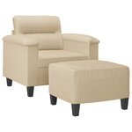 vidaXL Fauteuil avec repose-pied Crème 60 cm Tissu microfibre