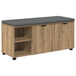 vidaXL Banc d'entrée avec coussin Uni Chêne artisanal 100 x 38 x 46 cm