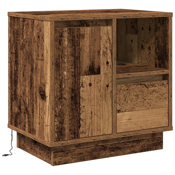 vidaXL Armoires de chevet avec lumières LED 2 Pièces Vieux bois 50x34 5x50 cm