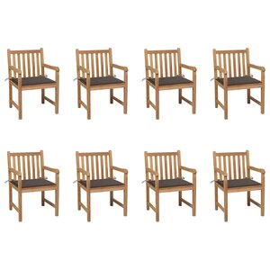 vidaXL Chaises de jardin lot de 8 avec coussins taupe Bois teck massif
