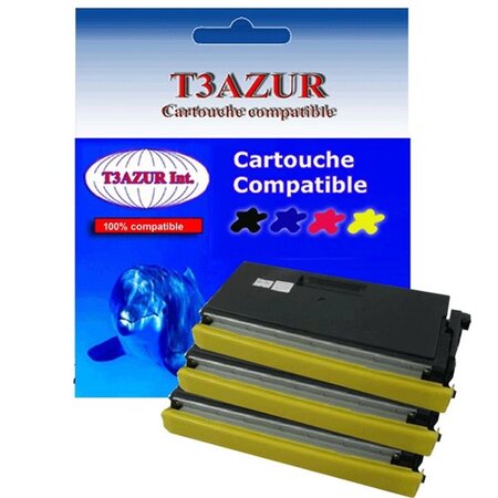 3 Toners compatibles avec Brother TN6600 pour Brother MFC9650, MFC9660 - 6 000 pages - T3AZUR