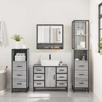 vidaXL Ensemble de meubles de salle de bain 4 Pièces sonoma gris