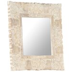 vidaXL Miroir Blanc 50x50 cm Bois de manguier massif