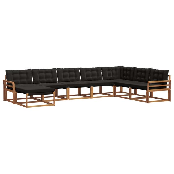 vidaXL Ensemble de canapés d'extérieur 8 Pièces Naturel et Noir
