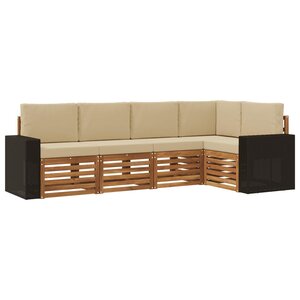 vidaXL Ensemble de canapé d'angle avec coussin 5 Pièces Naturel et Beige