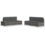 vidaXL Salon de jardin 4 Pièces Résine tressée Gris
