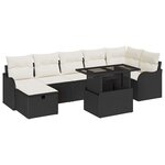 vidaXL Ensemble de canapé de jardin avec coussin 8 Pièces Noir Poly rotin