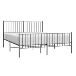 vidaXL Cadre de lit métal sans matelas avec pied de lit noir 160x200cm