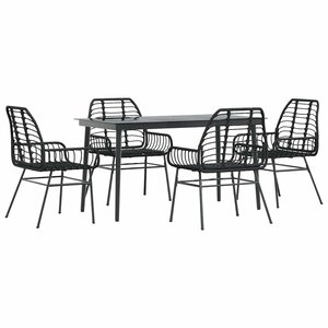 vidaXL Ensemble à manger de jardin 5 Pièces noir résine tressée verre