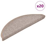 vidaXL Tapis d'escalier 20 pièces 56 x 17 x 3 cm Marron clair Demi-rond