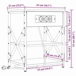 vidaXL Table de nuit avec station de chargement Chêne noir