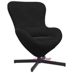 vidaXL Fauteuil œuf Noir 63 x 73 x 90 cm Velours