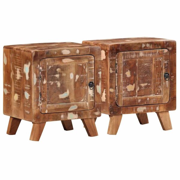vidaXL Table de chevet 2 Pièces 40x32x46 cm bois massif de récupération