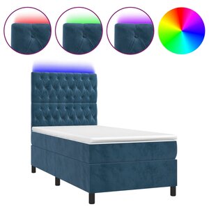vidaXL Sommier à lattes de lit et matelas et LED Bleu foncé 90x200 cm