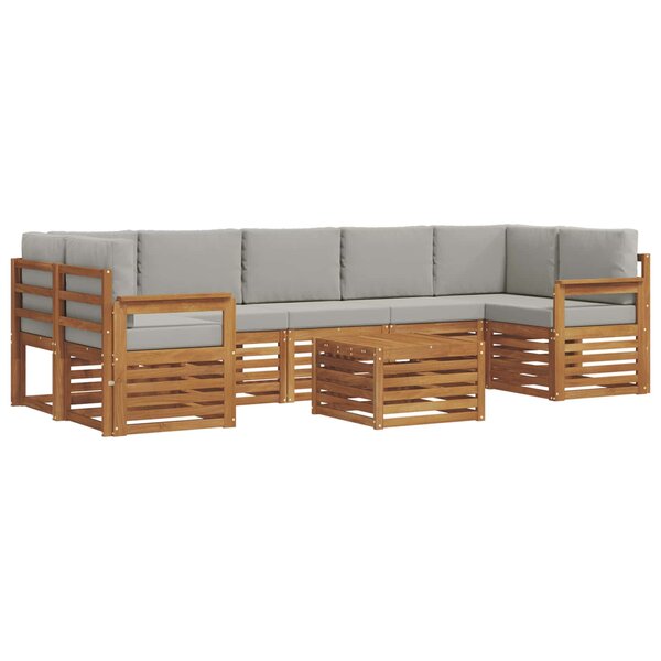 vidaXL Ensemble de canapés d'extérieur 8 Pièces Gris Naturel et Clair