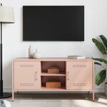 vidaXL Meuble TV rose 100 5x39x50 5 cm acier