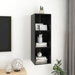 vidaXL Meuble TV mural Noir brillant 37x37x107 cm Bois d’ingénierie