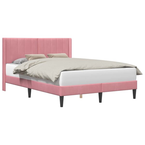 vidaXL Cadre de lit avec tête de lit Rose 140 x 190 cm Velours