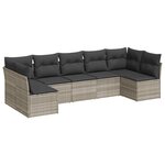 vidaXL Salon de jardin avec coussins 7 Pièces gris clair résine tressée