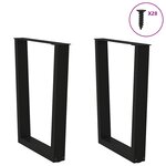 vidaXL Pieds de table à manger en forme de V  2 pièces  noir  70 x (72-73 3) cm  acier