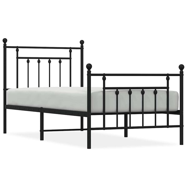 vidaXL Cadre de lit métal sans matelas avec pied de lit noir 80x200 cm