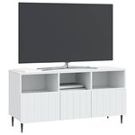 vidaXL Meuble TV Blanc 102 x 34 5 x 50 cm Bois d'ingénierie