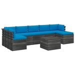 vidaXL Salon palette de jardin 8 Pièces avec coussins Bois de pin massif