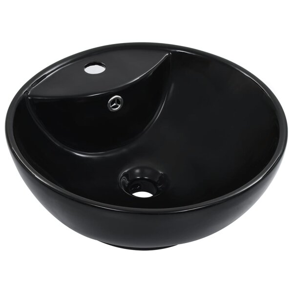 vidaXL Lavabo avec trop-plein 46 5 x 18 cm Céramique Noir