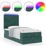 vidaXL Cadre de lit ottoman avec matelas vert foncé 100x200 cm velours